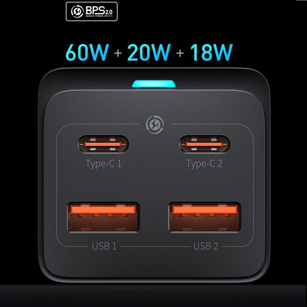 Сетевое зарядное устройство GaN3 Pro 100W 2Type-C+2USB PD3.0 QC4+ Black (CCGP000101) 00847 фото