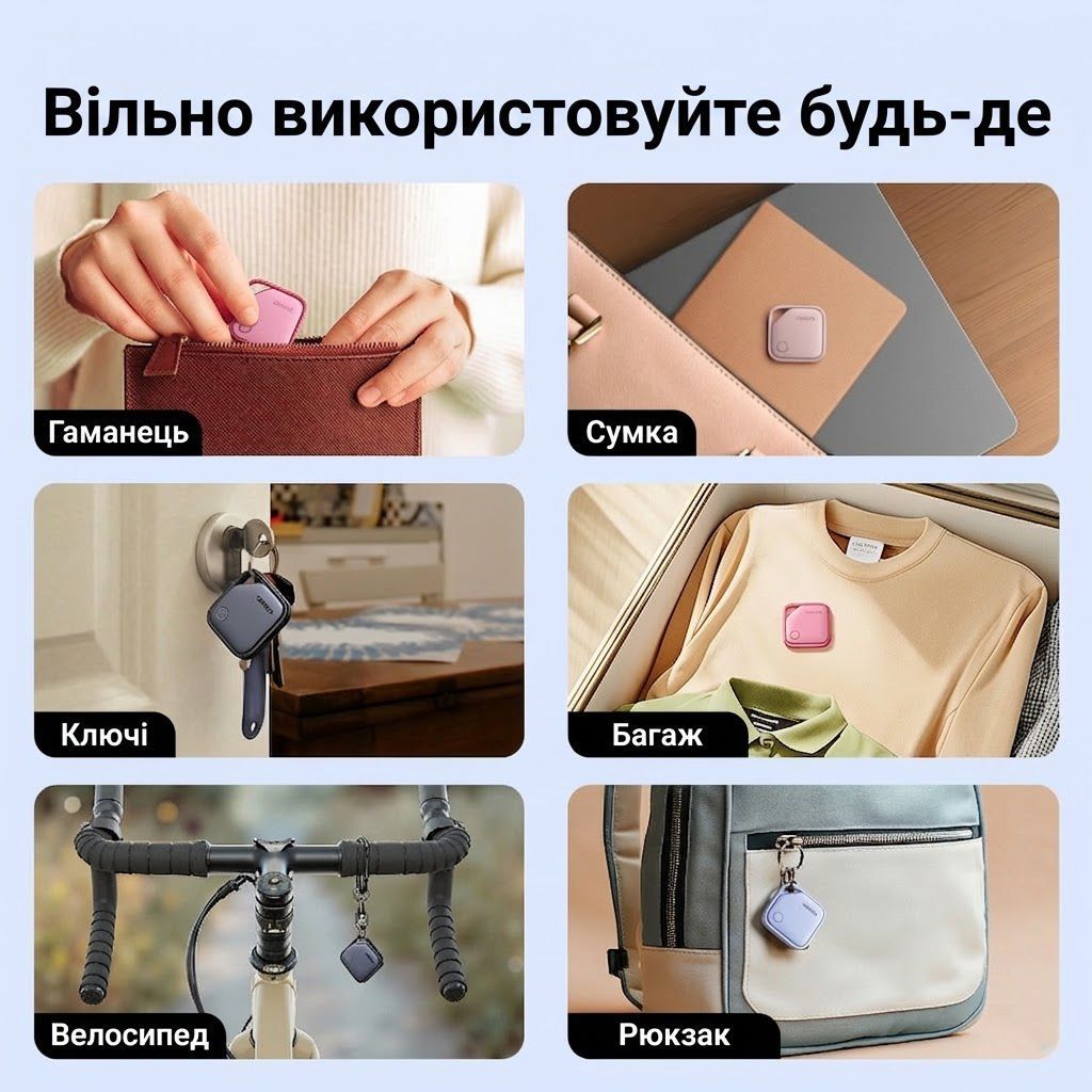 Bluetooth трекер локатор для пошуку речей UGREEN CM816 Smart Finder AirTag Apple Find My Black (45297)