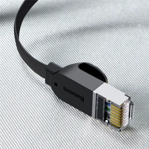 Сетевой кабель Ethernet патч-корд BASEUS UTP Cat6 High Speed RJ45 Gigabit Network Cable 8m Black (PCWL-E01) 00485 фото