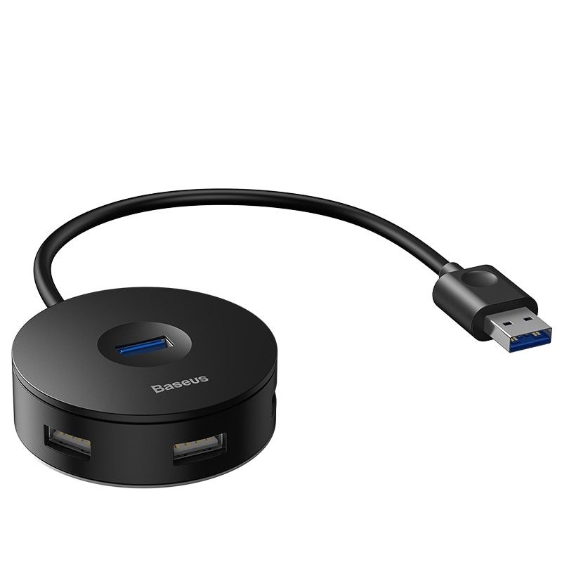 USB-хаб Baseus Round Box USB to USB 3.0+3USB 2.0 12сm Black (CAHUB-F01) 00020 фото