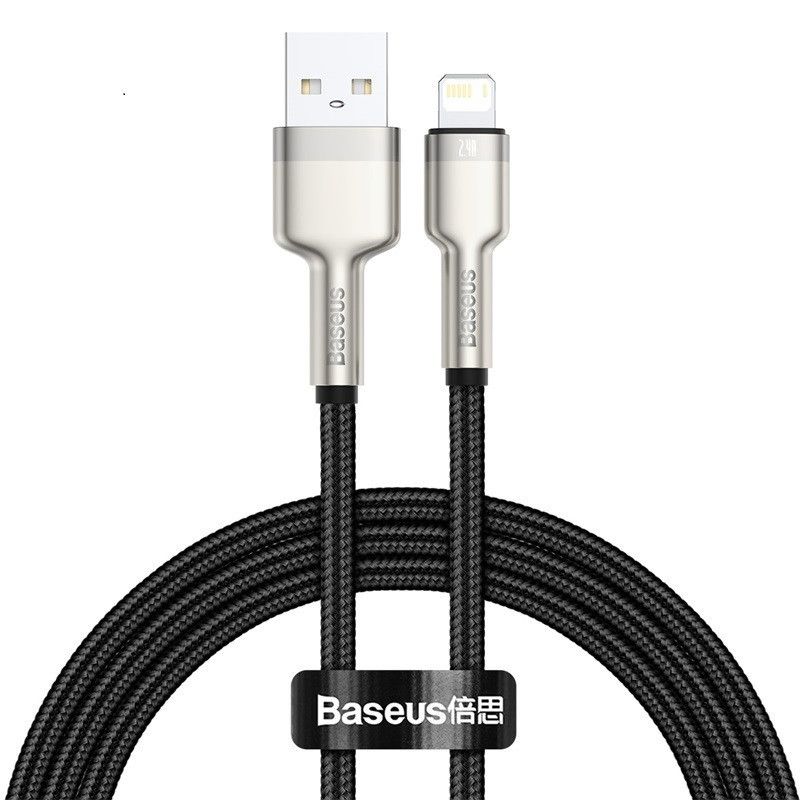 Кабель Baseus Cafule Series Metal Data Cable USB - Lightning 2.4A 1m Black (CALJK-A01) 00521 фото