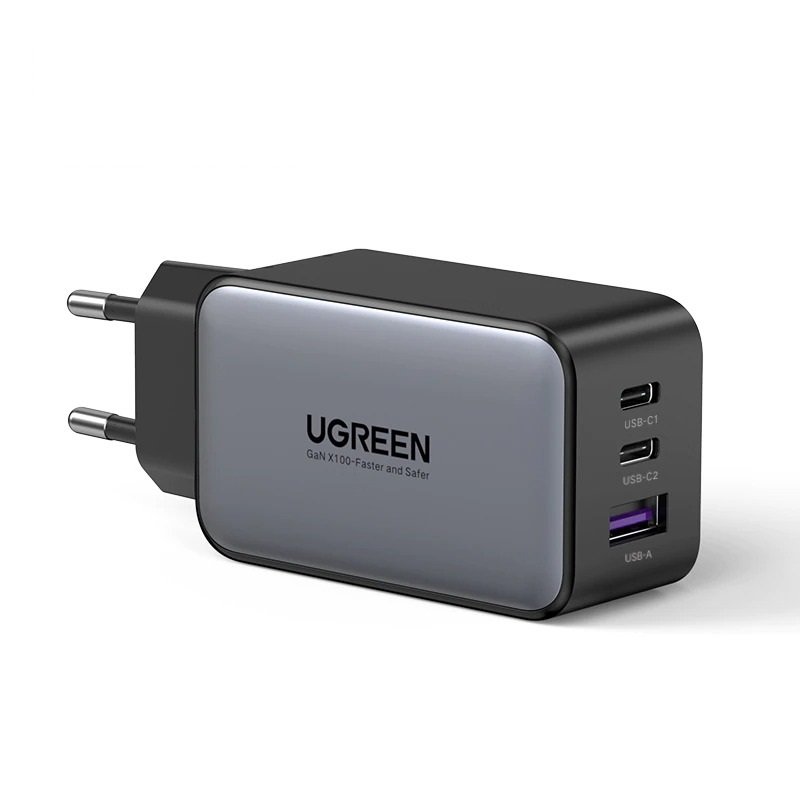 Сетевое зарядное устройство UGREEN CD244 65W GaN Fast Charger 2 Type-C + 1 USB Gray (10335) 00773 фото