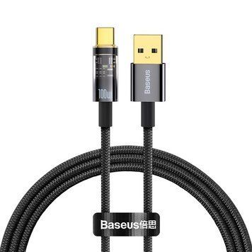 Кабель Baseus Explorer Series Auto Power-Off USB - Type-C 6A 100W 1m Black (CATS000201) 00854 фото