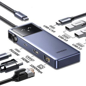Хаб USB-C концентратор UGREEN CM888 Uno 7-in-1 HDMI 4K 60Hz RJ45 PD 100W Gray (45155) 01280 фото