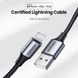 Кабель UGREEN US199 Lightning - USB 2.4А Cable Aluminium Case with Braided 1m Black (60156) 00995 фото 2