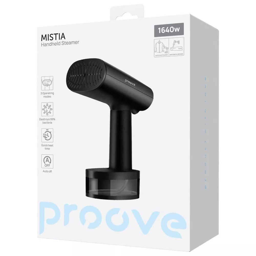 Ручной отпариватель для одежды Proove Mistia паровой утюг для тканей 1640W 370ml Black (HSPM16400001)