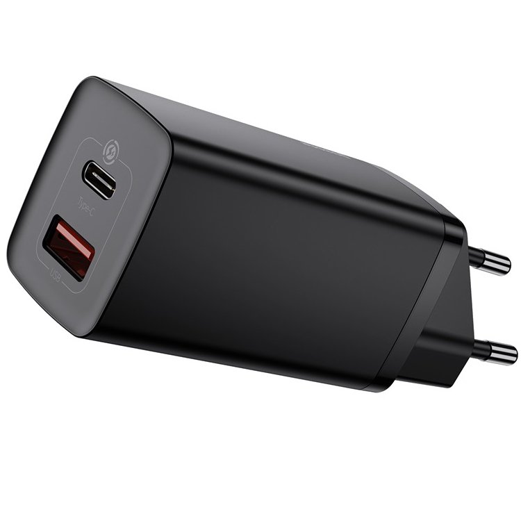 Мережевий зарядний пристрій Baseus GaN2 Lite Quick Charger 65W USB+Type-C Black (CCGAN2L-B01) 00731 фото