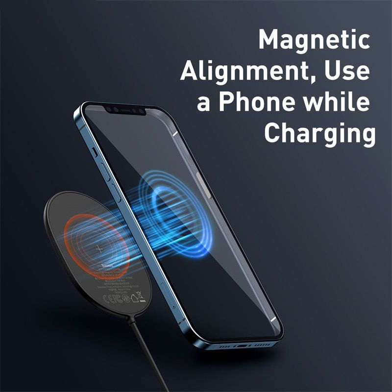 Беспроводное зарядное устройство Baseus Light Magnetic Magsafe Charger 15W Black (WXQJ-01) 00937 фото