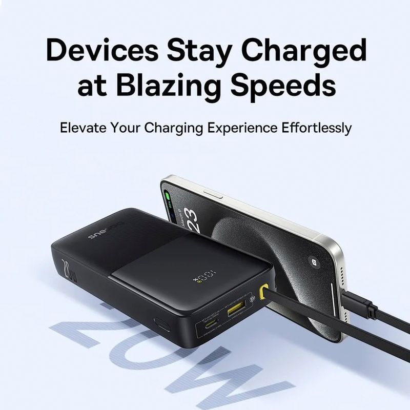 Зовнішній акумулятор повербанк BASEUS Bipow 2 Digital Display Power Bank 20W 20000mAh Black (P10077101113-01)