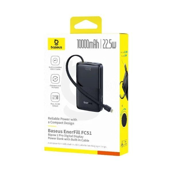 Зовнішній акумулятор повербанк BASEUS EnerFill FC51 Bipow 2 Pro Power Bank 22.5W 10000mAh Black (E0027600)