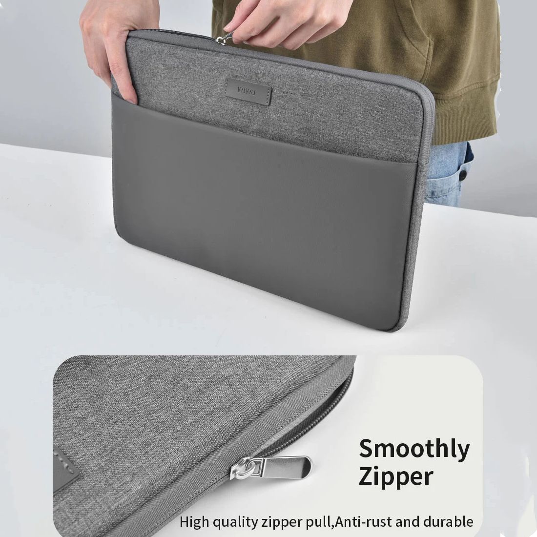 Чехол папка для ноутбука до 16 дюймов WIWU Minimalist Laptop MacBook Sleeve Gray 01054 фото