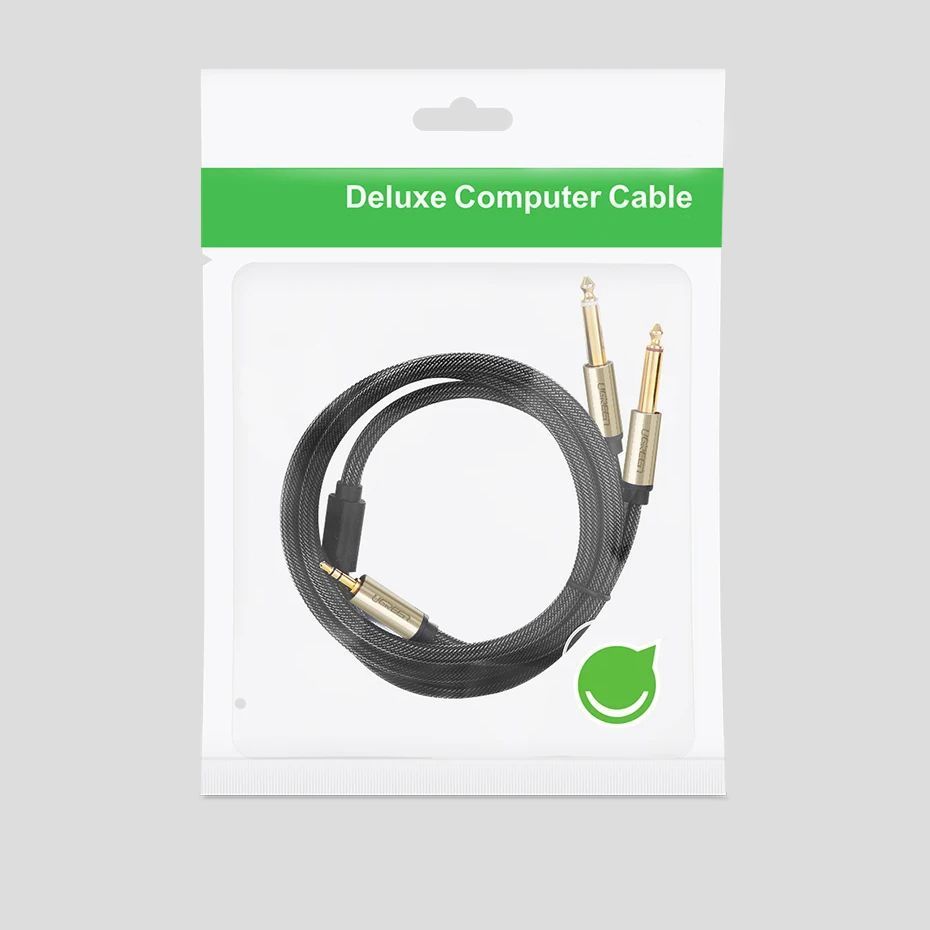 Аудио кабель UGREEN AV126 Jack 3.5mm TRS to Dual Jack 6.35mm TS Audio Cable 3м Gray (10618) 01144 фото