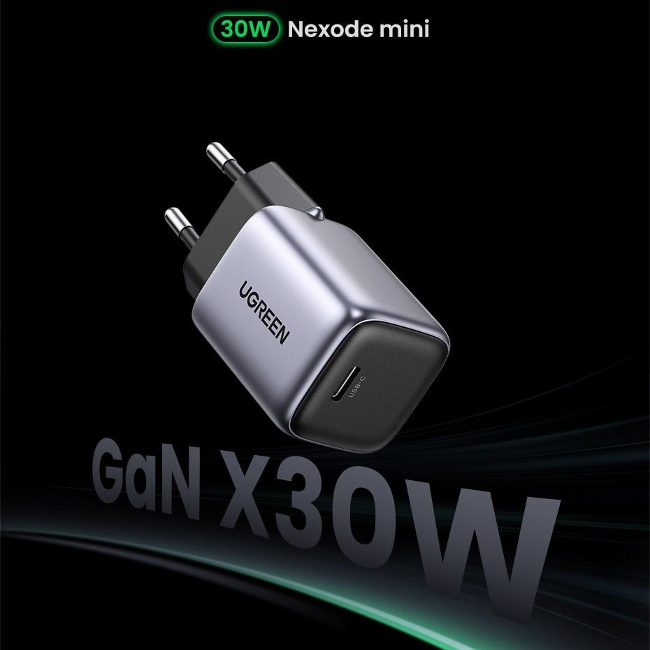 Сетевое зарядное устройство UGREEN CD319 Type-C 30W GAN Nexode Mini Gray (90666) 00879 фото
