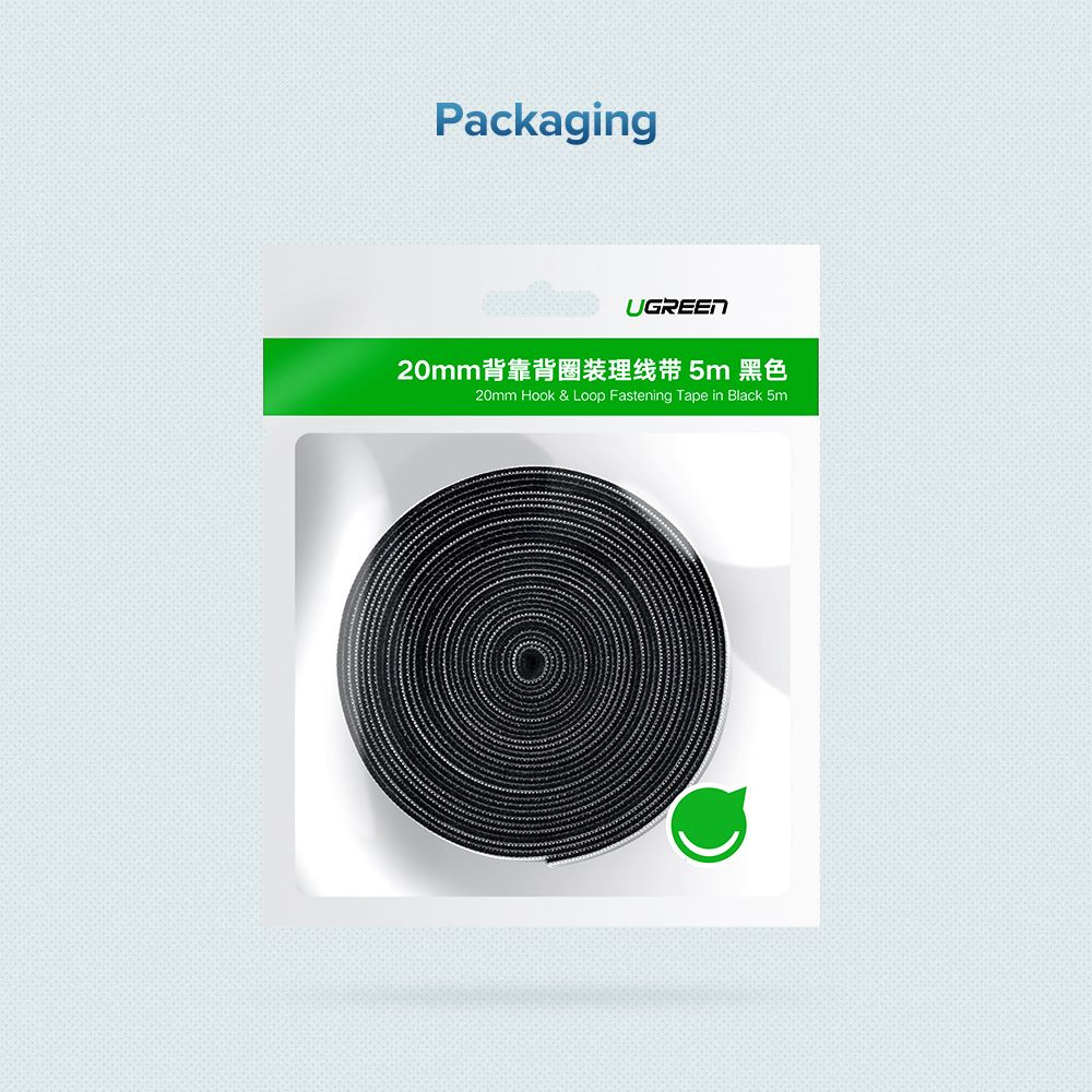 Нейлоновая стяжка на липучке Ugreen LP124 Cable Organizer 2m pack Black (40354) 00805 фото