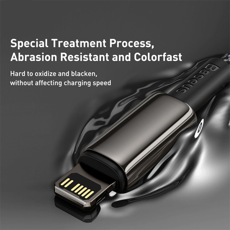 Кабель Baseus Tungsten Gold Fast Charging USB - Lightning 2.4A 1m Black (CALWJ-01) 00888 фото