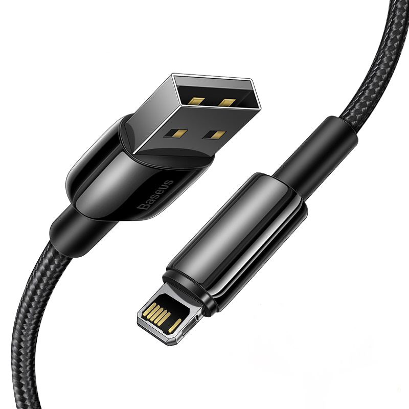 Кабель Baseus Tungsten Gold Fast Charging USB - Lightning 2.4A 1m Black (CALWJ-01) 00888 фото