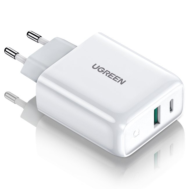 Мережевий зарядний пристрій UGREEN CD170 USB+Type-C 38W Wall Charger QC3.0 PD3.0 White (60468) 00880 фото