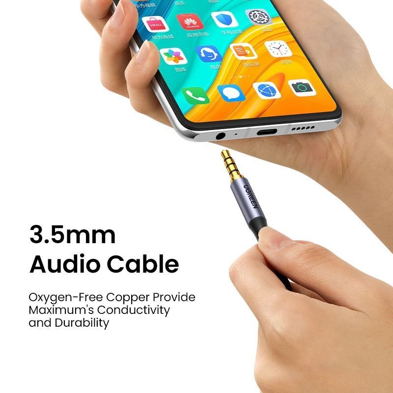 Аудіо кабель UGREEN AV183 3.5mm Male to Male 4-Pole Microphone Audio Cable 1.5m Gray (20497) 00799 фото