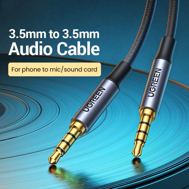 Аудіо кабель UGREEN AV183 3.5mm Male to Male 4-Pole Microphone Audio Cable 1.5m Gray (20497) 00799 фото