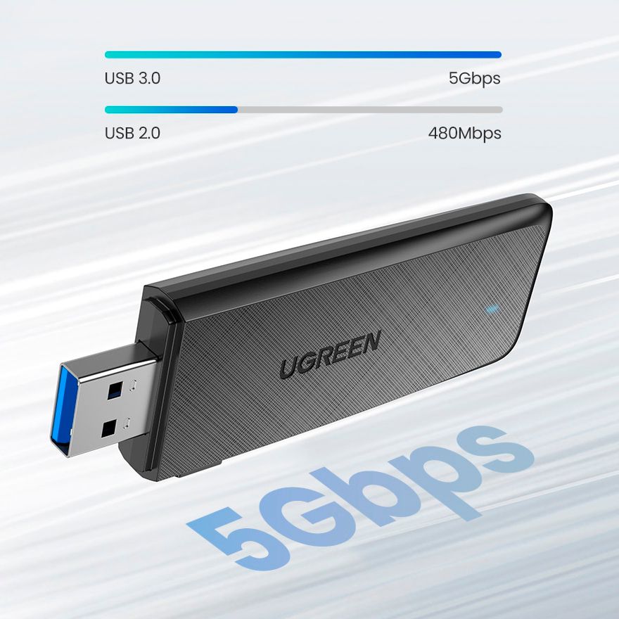 USB WiFi-адаптер двухдиапазонный UGREEN CM492 AC1300 5/2.4GHz Wireless Network Adapter Black (50340) 01005 фото