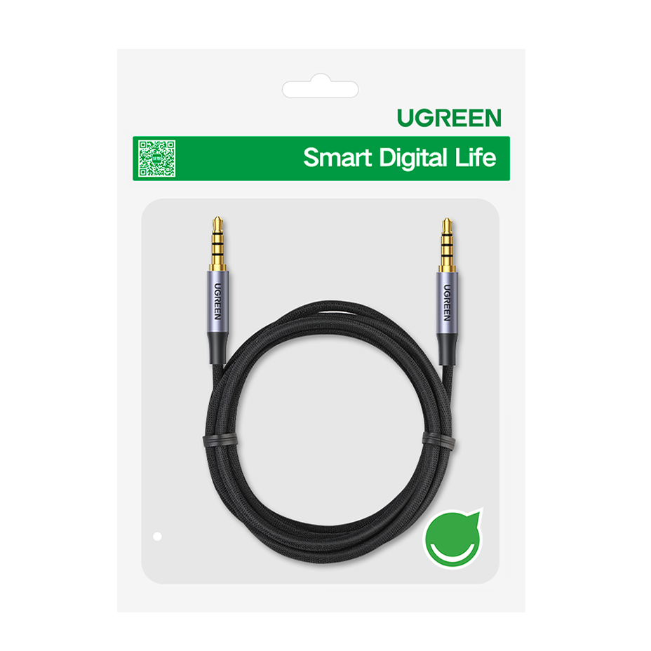 Аудіо кабель UGREEN AV183 3.5mm Male to Male 4-Pole Microphone Audio Cable 1.5m Gray (20497) 00799 фото