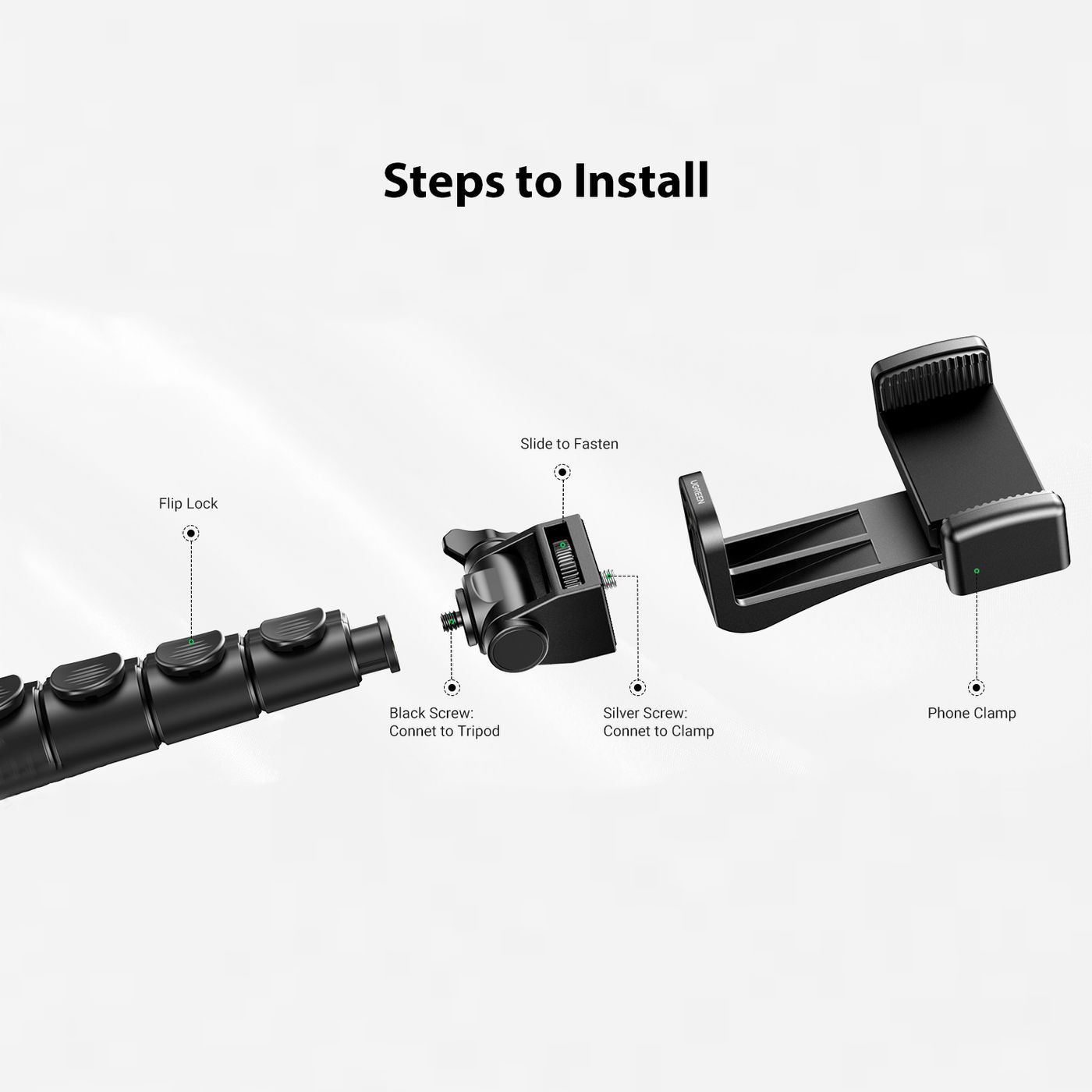 Трипод для телефона блютуз UGREEN LP680 Selfie Stick Tripod 1800mm монопод з треногою штатив для камери з різьбою 1/4 дюйми (15609) 01248 фото
