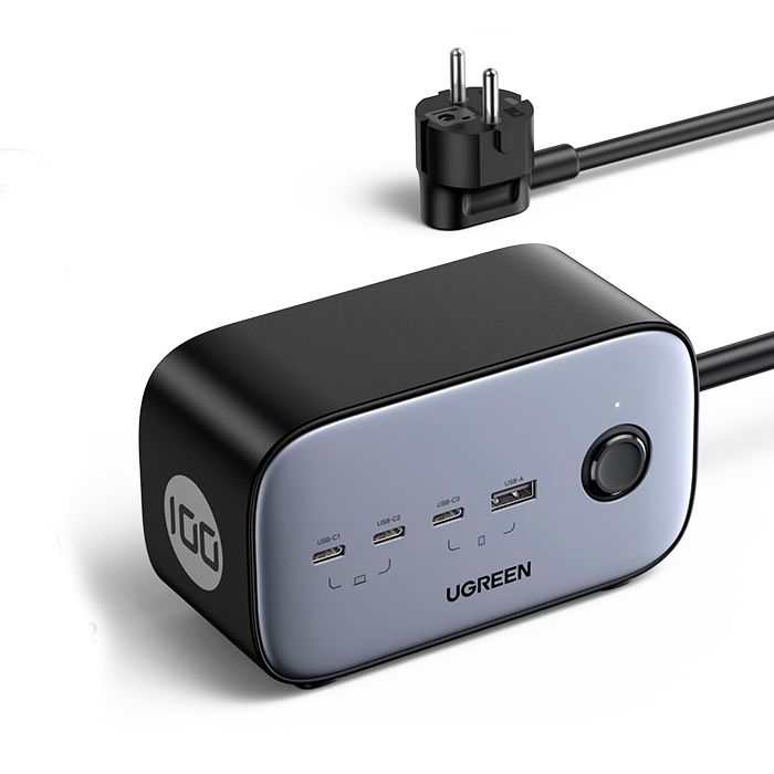 Мережевий зарядний пристрій UGREEN CD270 GaN 100W DigiNest Pro Power Strip 1USB-A+3USB-C+2AC Gray (60167) 01006 фото