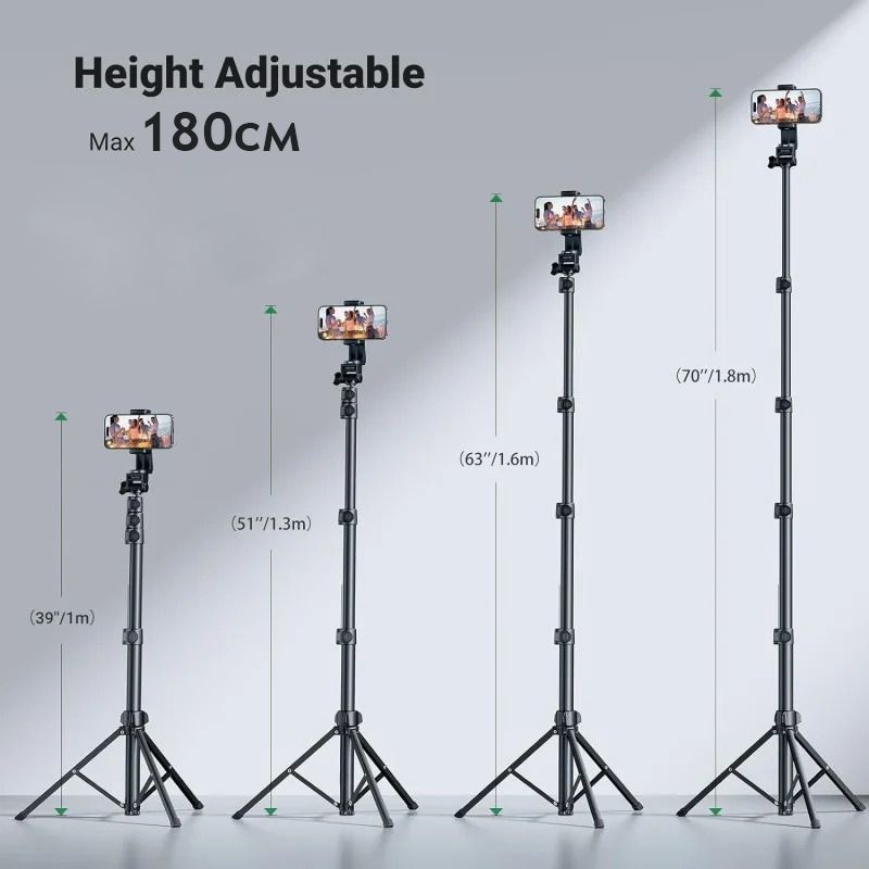 Трипод для телефона блютуз UGREEN LP680 Selfie Stick Tripod 1800mm монопод з треногою штатив для камери з різьбою 1/4 дюйми (15609) 01248 фото