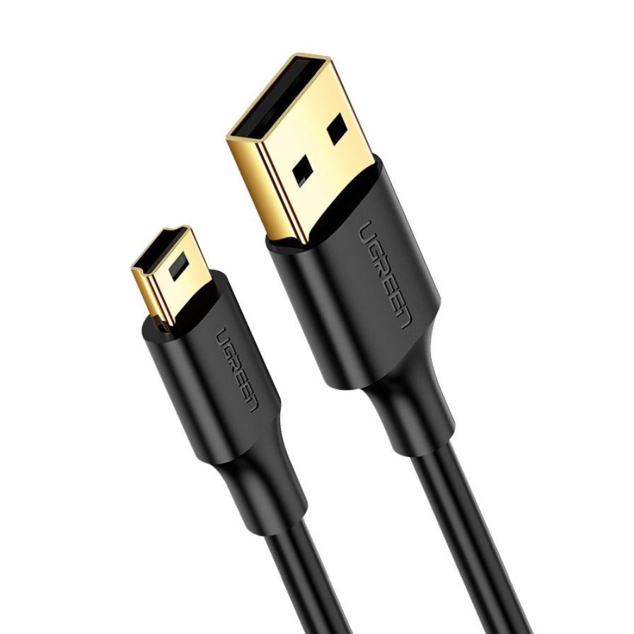 Кабель UGREEN US132 USB-A 2.0 Male to MiniUSB 5 Pin Male Cable 1m Black (10355) 00248 фото