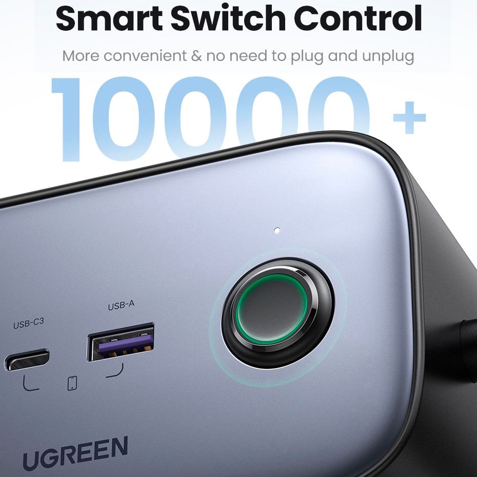 Мережевий зарядний пристрій UGREEN CD270 GaN 100W DigiNest Pro Power Strip 1USB-A+3USB-C+2AC Gray (60167) 01006 фото