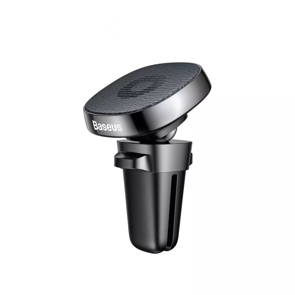 Автомобільний тримач для телефона Baseus Privity Series Pro Air Outlet Magnet Bracket Genuine Leather Black (SUMQ-PR01) 00659 фото