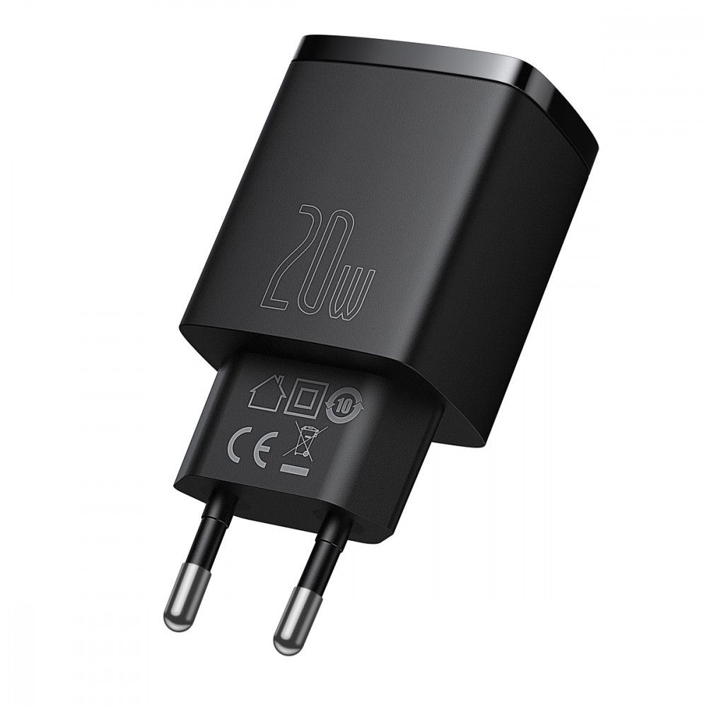 Сетевое зарядное устройство Baseus Compact Quick Charger Type-C+USB 20W Black (CCXJ-B01) 00661 фото