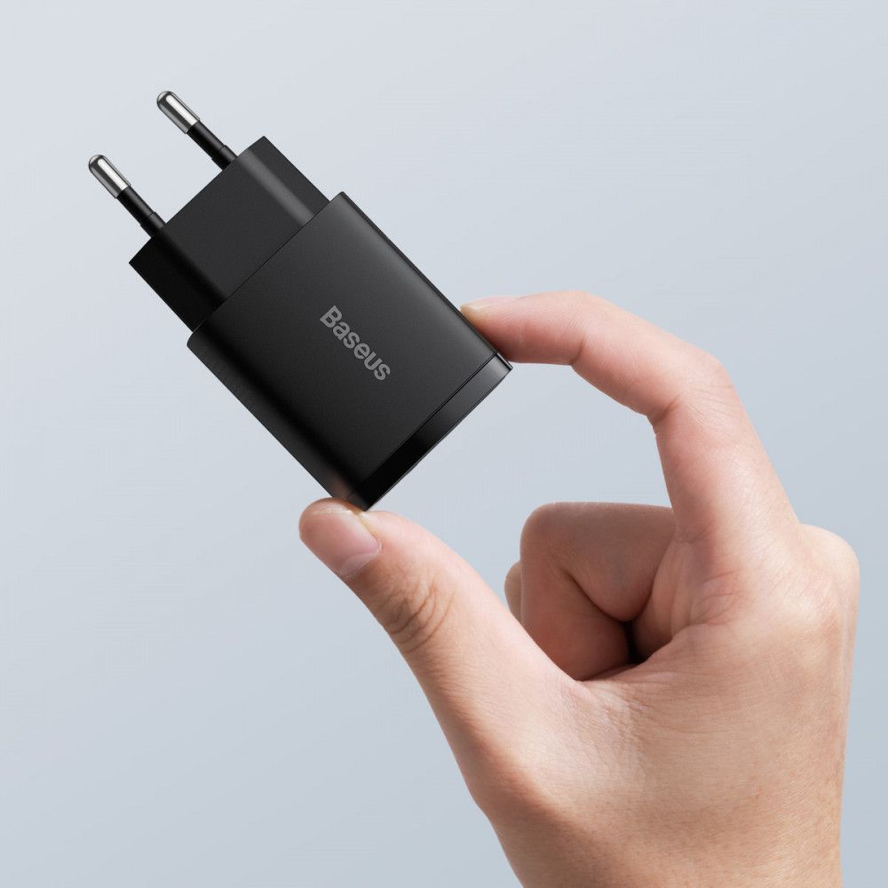 Сетевое зарядное устройство Baseus Compact Quick Charger Type-C+USB 20W Black (CCXJ-B01) 00661 фото