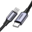 Кабель UGREEN US304 USB-C to Lightning PD 20W Cable Aluminum Shell Braided 1m Black (60759)