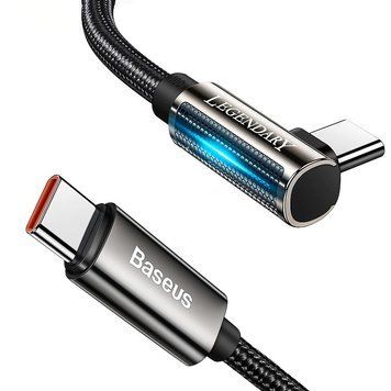 Кабель Baseus Legend Series Elbow Fast Charging Type-C - Type-C PD2.0 5A 100W 2m Black (CATCS-A01) 00718 фото