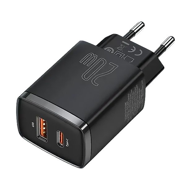 Мережевий зарядний пристрій Baseus Compact Quick Charger Type-C+USB 20W Black (CCXJ-B01) 00661 фото