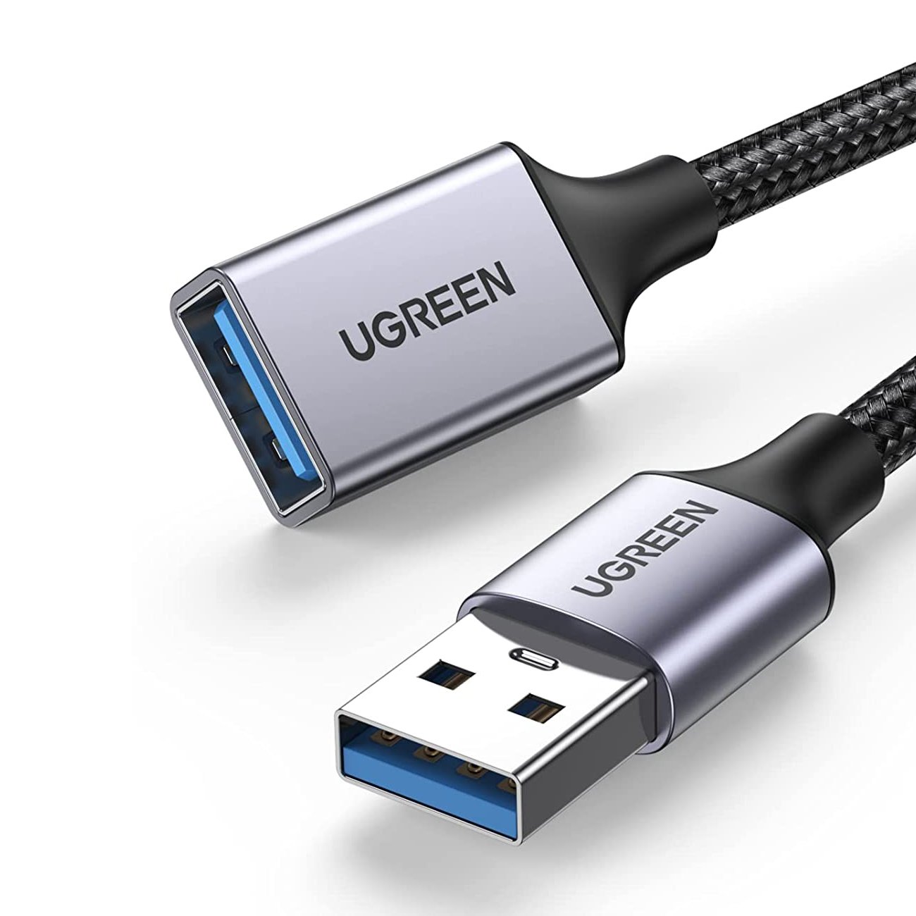 Кабель удлинитель USB 3.0 UGREEN US115 Male To Female Extension Cable Aluminum Case 0.5m Black (10494) 01004 фото