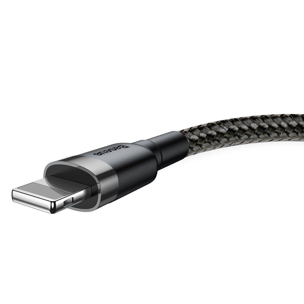 Кабель Baseus Cafule USB - Lightning 2.4A 0.5m Gray black (CALKLF-AG1) 00903 фото