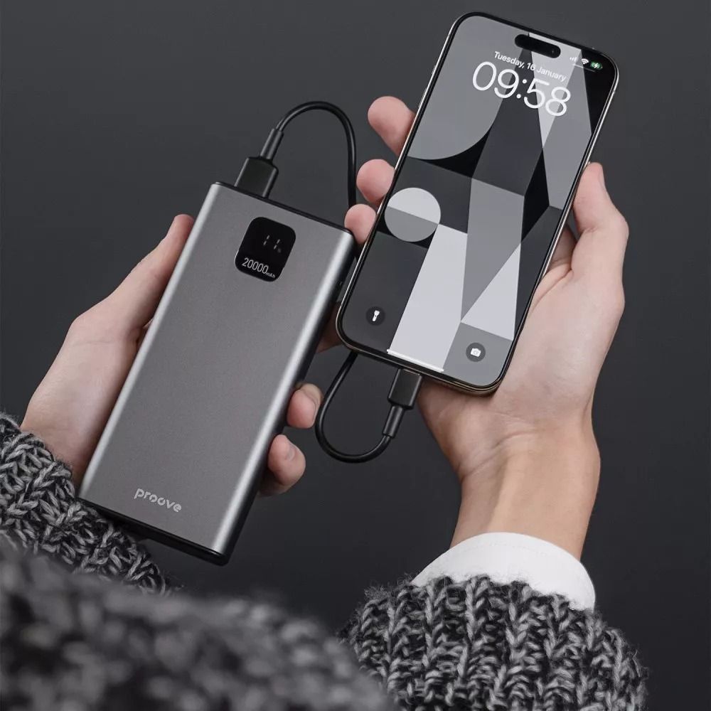 Внешний аккумулятор повербанк с быстрой зарядкой Proove Guardian Power Bank 22.5W 20000mAh Gray (PBG222210004)