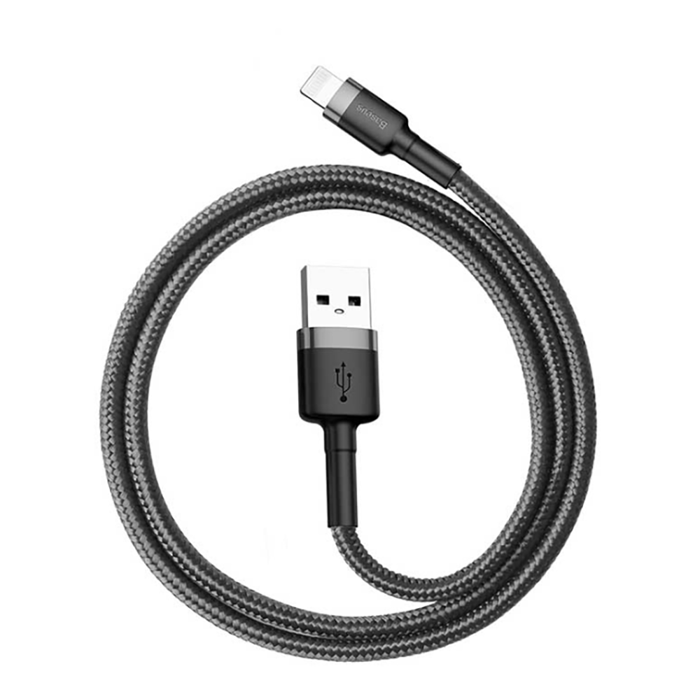 Кабель Baseus Cafule USB - Lightning 2.4A 0.5m Gray black (CALKLF-AG1) 00903 фото