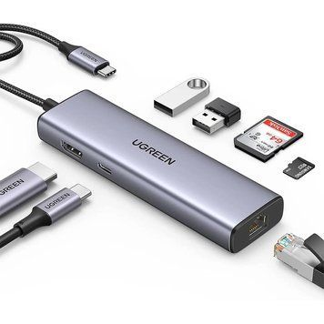 USB хаб UGREEN CM512 USB-C Hub 7in1 Multifunction Adapter Gray (90568) 01212 фото
