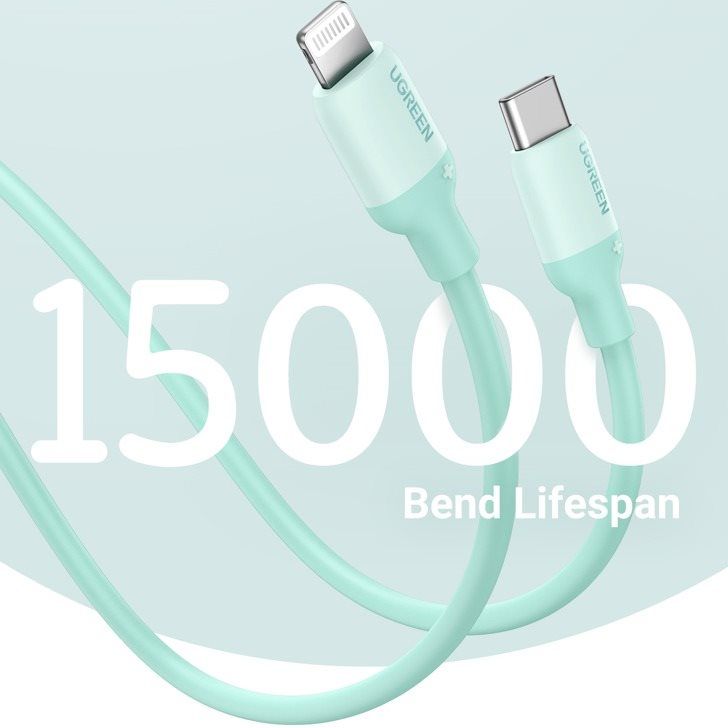 Кабель UGREEN US387 Type-C - Lightning 20W 3A Silicone Cable 1m Green (20308) 01007 фото
