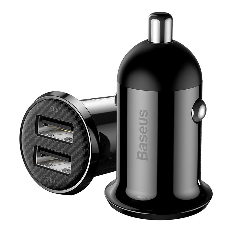 Автомобильное зарядное устройство Baseus Grain Pro 2USB 4.8A 24W Black (CCALLP-01) 00589 фото