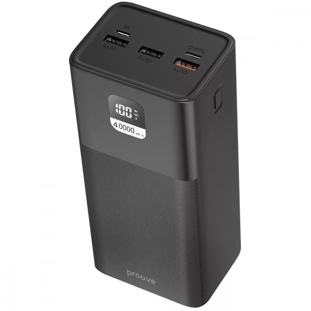 Зовнішній акумулятор повербанк з швидкою зарядкою Proove Giant Power Bank 100W 40000mAh Black (PBGI99320001)