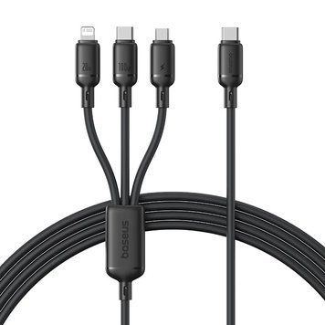 Кабель для швидкої зарядки 3в1 Type-С на Lightning+MicroUSB+Type-C BASEUS Silky One-for-Three 100W 1.5 метра Black (P10377706123-00) 01352 фото