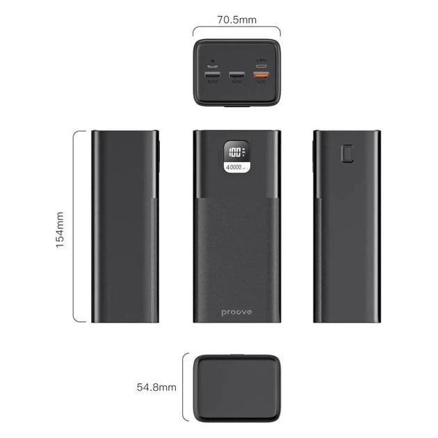 Зовнішній акумулятор повербанк з швидкою зарядкою Proove Giant Power Bank 100W 40000mAh Black (PBGI99320001)