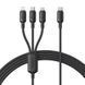 Кабель для швидкої зарядки 3в1 Type-С на Lightning+MicroUSB+Type-C BASEUS Silky One-for-Three 100W 1.5 метра Black (P10377706123-00) 01352 фото 1