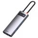 USB-C хаб Baseus Metal Gleam Series 6-in-1 Multifunctional 3xUSB3.0+HDMI4K+RJ45+Type-C Gray (CAHUB-CW0G) 00668 фото 1