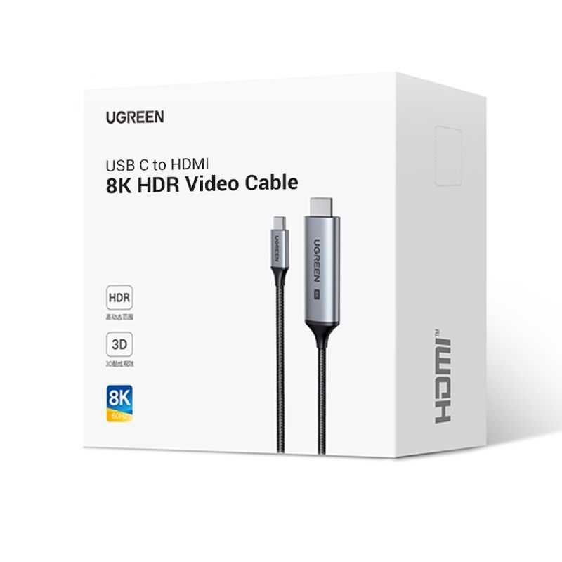 Кабель Type-C на HDMI 2.1 UGREEN CM565 M/M 8K60Hz 4K120Hz Adapter 1.5m Metal Gray (90451)  01151 фото