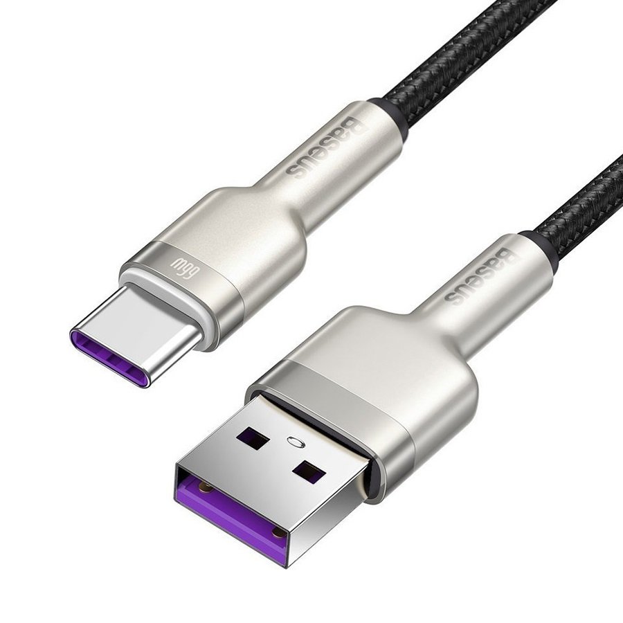 Кабель Baseus Cafule Series Metal Data Cable USB - Type-C 6A 66W 0.25m Black (CAKF000001) 00904 фото